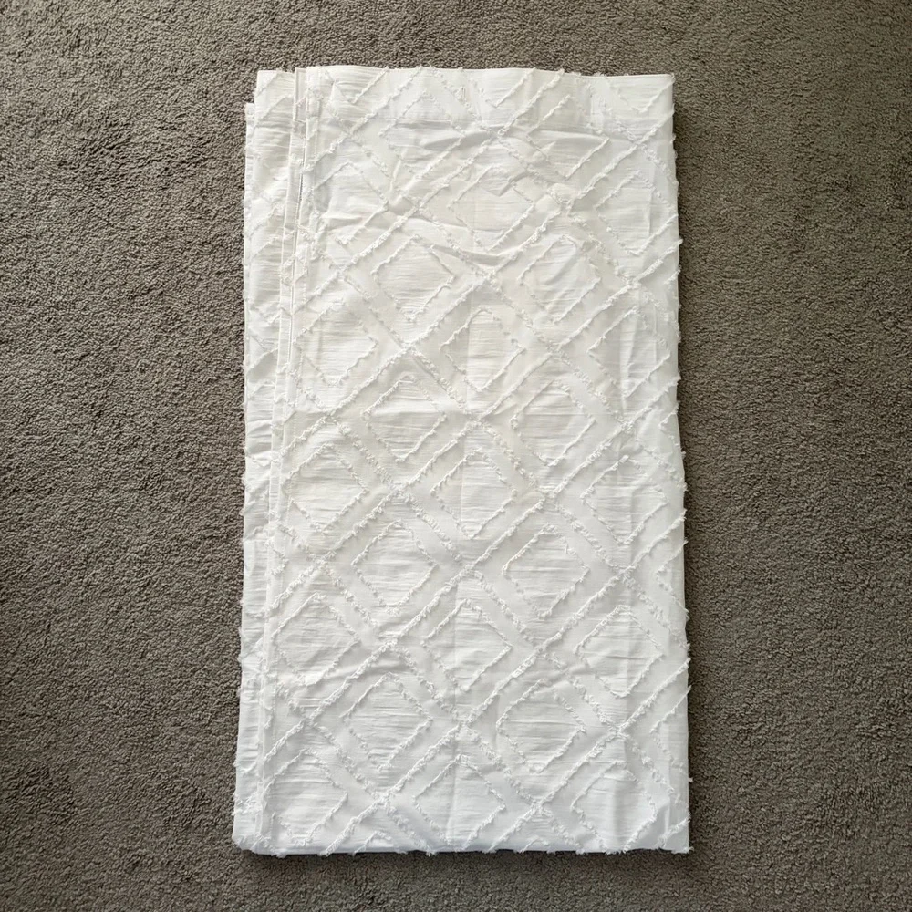 Textured White Fabric Shower Curtain